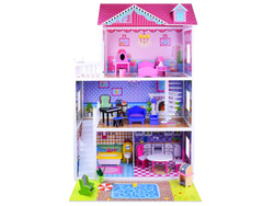 DUŻY Drewniany domek dla LALEK meble ZA2122