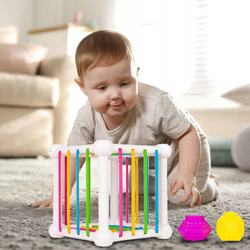 KOSTKA ZRĘCZNOŚCIOWA KLOCKI SENSORYCZNE WIEŻA GRA ZABAWKA DLA MAŁYCH DZIECI