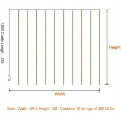 KURTYNA ŚWIETLNA LED lampki girlanda WISZĄCE sople do okna USB + PILOT