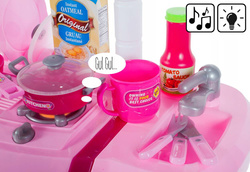 KUCHNIA RÓŻÓWA DLA DZIECI PIEKARNIK ZLEW AKCESORIA ŚWIECI DŹWIĘK GOTOWANIA