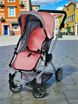 WÓZEK GONDOLA DLA LALEK LALKI GŁĘBOKI SPACEROWY ZABAWKA 2W1 DUŻE KÓŁKA