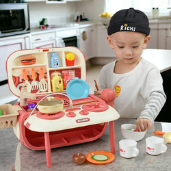 ZESTAW kuchenny KUCHNIA W WALIZCE RADIO zabawka do pokoju dla dzieci 2w1