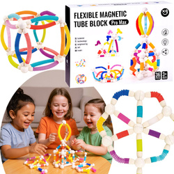 RURKI KONSTRUKCYJNE MAGNETYCZNE KLOCKI UKŁADANKA ZABAWKA ZESTAW DLA DZIECI