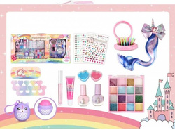 ZESTAW KOSMETYKÓW DO MAKIJAŻU I MANICURE NAKLEJKI NA PAZNOKCIE DLA DZIECI