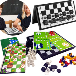 Szachy Warcaby MAGNETYCZNE chińczyk TRYMLA węże Zestaw 5 gier GRY 5w1