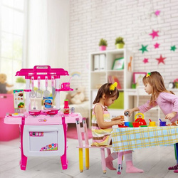 KUCHNIA RÓŻÓWA DLA DZIECI PIEKARNIK ZLEW AKCESORIA ŚWIECI DŹWIĘK GOTOWANIA