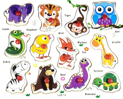 Drewniana Tablica Edukacyjna Zwierzęta Puzzle drewniane układanka SOWA ZÓŁW