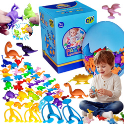 FIGURKI DINOZAURY W JAJKU JAJKO GUMOWE KLOCKI SILIKON PRZYSSAWKI ZWIERZĘTA