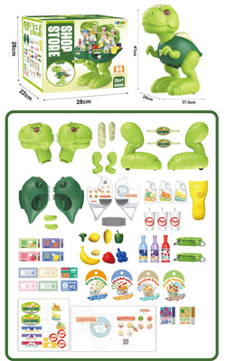 DINOZAUR SKLEP dla dzieci akcesoria spożywcze DUŻA FIGURKA DINO ZABAWA W