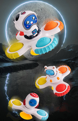 WIRUJĄCE GRZECHOTKI GRYZAKI SPINNERY Z PRZYSSAWKAMI ASTRONAUTA ZESTAW 3 szt