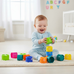 WIEŻA PIRAMIDKA MIŚ KOLOROWE KUBECZKI DO WODY KĄPIELI ZABAWY UKŁADANIA 9sz.