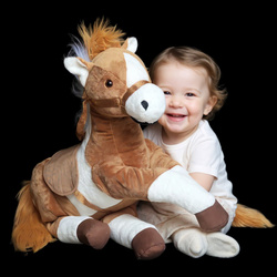 PLUSZOWY KONIK MASKOTKA PRZYTULANKA LEŻĄCY 50CM PREZENT DLA DZIECI PLUSZAK