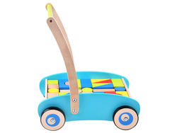 Drewniany Pchacz i Chodzik z Klockami wózek Zabawa