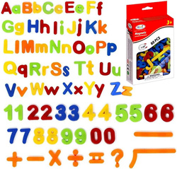 LITERKI CYFERKI MAGNETYCZNE NA TABLICĘ MAGNESY W PUDEŁKU DO NAUKI ZABAWY 80