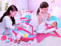 LALKA BOBAS ZESTAW 16W1 KRZESEŁKO LEŻACZEK WANIENKA NA PREZENT DLA DZIECI