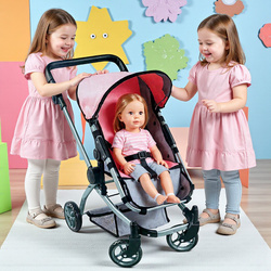 WÓZEK GONDOLA DLA LALEK LALKI GŁĘBOKI SPACEROWY ZABAWKA 2W1 DUŻE KÓŁKA