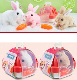 ZAJĄCZEK KRÓLICZEK z domkiem i z marchewką do karmienia Chodzi z dźwiękami