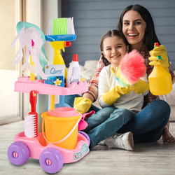 ZESTAW SPRZĄTAJĄCY DO SPRZĄTANIA NA WÓZKU DLA DZIECI WIADERKO MOP ZMIOTKA