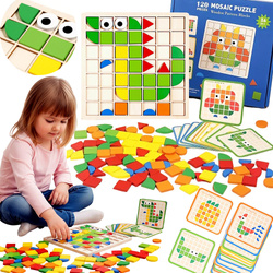 Drewniana Układanka Logiczna Klocki Dla Dzieci Karty Zabawka Sensoryczna