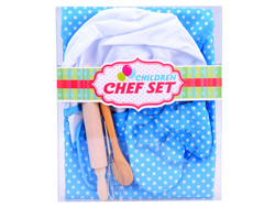 ZESTAW MAŁEGO KUCHARZA DO GOTOWANIA DLA DZIECI STRÓJ FARTUSZEK WAŁEK CZAPKA
