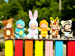 UROCZY ZESTAW 6 MINI LALEK W UBRANKACH ZWIERZĄT PREZENT DLA DZIEWCZYNEK