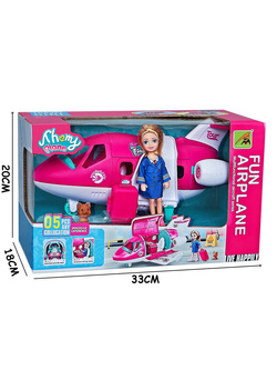 SAMOLOT ODRZUTOWY Z LALKA PILOTKA ZABAWKA ZESTAW KOTEK WALIZKA DLA DZIECI