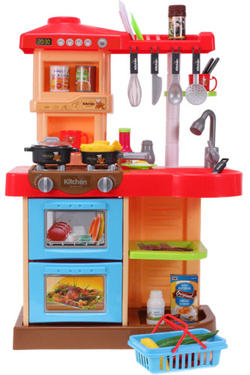 KUCHNIA DLA DZIECI DO ZABAWY INTERAKTYWNA ZLEW ZESTAW KOSZYK GARNKI WARZYWA