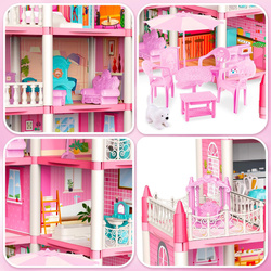 Willa Domek dla lalek Meble Taras Mebelki dla lalek Zamek Księżniczki z LED