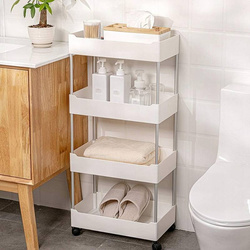 PÓŁKA ŁAZIENKOWA KUCHENNA SZAFKA NA KÓŁKACH REGAŁ 4 POZIOMOWY Z HACZYKAMI