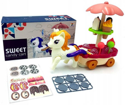 INTERAKTYWNA JEŻDŻĄCA LODZIARNIA Z RUCHOMYM KUCYKIEM DŹWIĘK LED ZABAWKA 3+