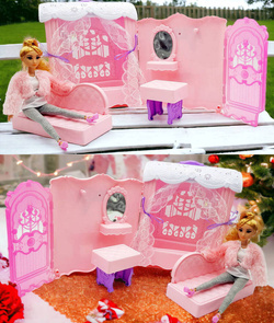 DOMEK DLA LALEK rozkładany otwierany DOMEK na kółkach WALIZKA Lalki LALKA