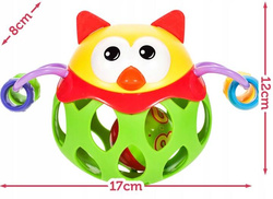 MIEKKA PIŁKA GRZECHOTKA SENSORYCZNA GUMOWA SÓWKA GRYZAK DLA DZIECI