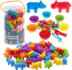 MONTESSORI NAUKA LICZENIA FIGURKI KLOCKI ZWIERZĘTA