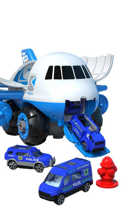 DUZY OTWIERANY SAMOLOT POLICJA do rozkręcania ze zjeżdżalnia dla 4 auta