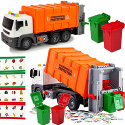 Duża śmieciarka Ciężarówka Zabawka dla dzieci z dźwiękiem światłem koszami