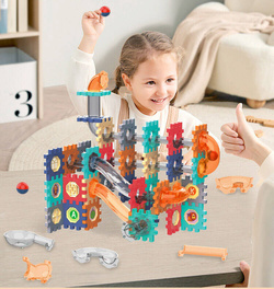 KLOCKI KONSTRUKCYJNE UKŁADANKA TOR KULKOWY kulki wafle Marble