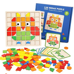 Drewniana Układanka Logiczna Klocki Dla Dzieci Karty Zabawka Sensoryczna