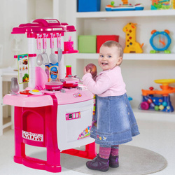 KUCHNIA RÓŻÓWA DLA DZIECI PIEKARNIK ZLEW AKCESORIA ŚWIECI DŹWIĘK GOTOWANIA