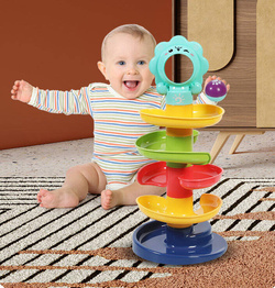 Wieża z piłeczkami zjeżdżalnia tor dla kulek zabawka kule grzechotki dzieci