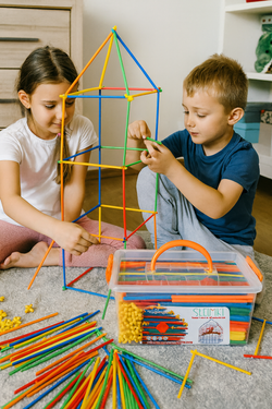 SŁOMKI KLOCKI KONSTRUKCYJNE DO BUDOWANIA ZESTAW XXL 800 W PUDEŁKU ZABAWKA