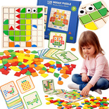 Drewniana Układanka Logiczna Klocki Dla Dzieci Karty Zabawka Sensoryczna
