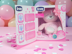 PLUSZOWY MIŚ USYPIACZ PROJEKTOR GWIAZD MUZYCZNA LAMPKA NOCNA I MELODIE RÓŻ