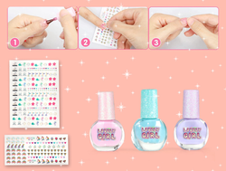 ZESTAW KOSMETYKÓW DO MAKIJAŻU I MANICURE NAKLEJKI NA PAZNOKCIE DLA DZIECI