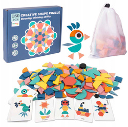 PUZZLE DREWNIANE KLOCKI UKŁADANKA MONTESSORI DLA DZIECI KREATYWNE KSZTAŁTY