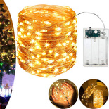 LAMPKI DRUCIKI BIAŁE CIEPŁE 100 LED 10M CHOINKOWE NA BATERIE ŚWIATEŁKA