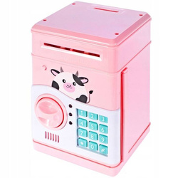 SKARBONKA SEJF ŚWINKA BANK NA BANKNOTY MONETY KOD ZABAWKA DLA DZIECI RÓŻOWA