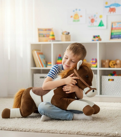 PLUSZOWY KONIK MASKOTKA PRZYTULANKA LEŻĄCY 50CM PREZENT DLA DZIECI PLUSZAK