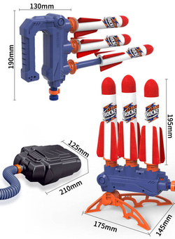 WYRZUTNIA PISTOLET rakiet piankowych z POMPKA ZESTAW 2w1 Zabawka DLA DZIECI