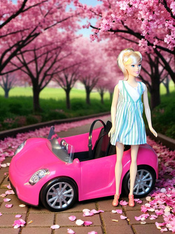 AUTO RÓŻOWY KABRIOLET SAMOCHÓD ZABAWKA DLA LALEK LALKI BEAUTY ZESTAW +LALKA