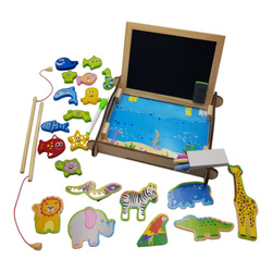 Drewniana TABLICA DWUSTRONNA i Gra Łowienie Rybek